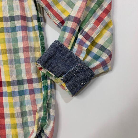 Carbon2Cobalt Shirt Mens L Plaid Cotton Long Sleeve Pockets Button Up Flip Cuff - Picture 3 of 8